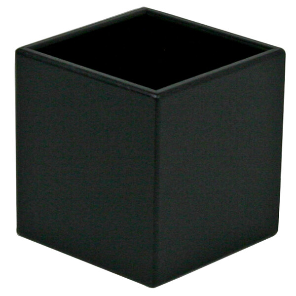 A black square Cal-Mil flatware organizer with a black center.