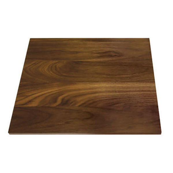 A square natural walnut wooden riser shelf.