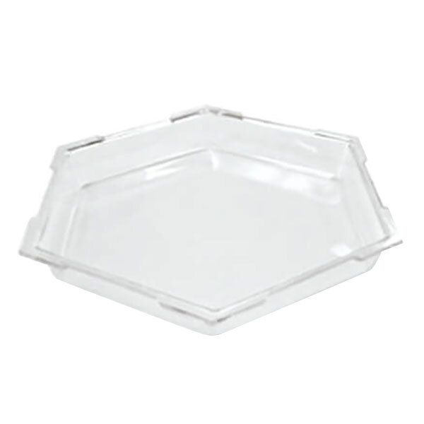 A clear plastic hexagon ice pan.