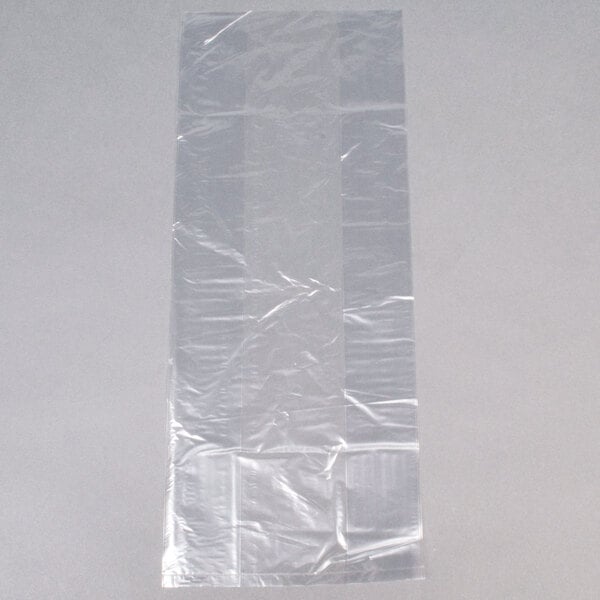 A close-up of a clear plastic LK Packaging food bag.