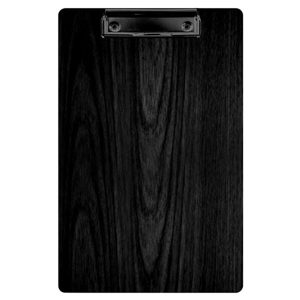 A black wood Menu Solutions clipboard with a black clip.