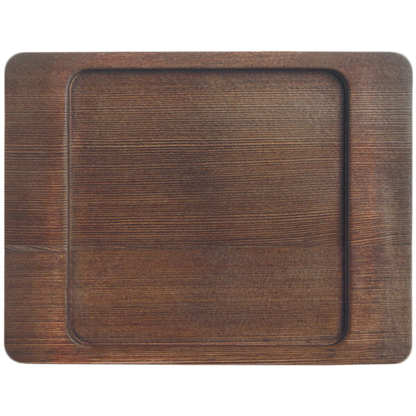 A rectangular wooden underliner with a square border and wood-grain finish.