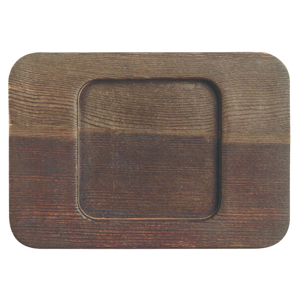 A rectangular wooden underliner with a square center.