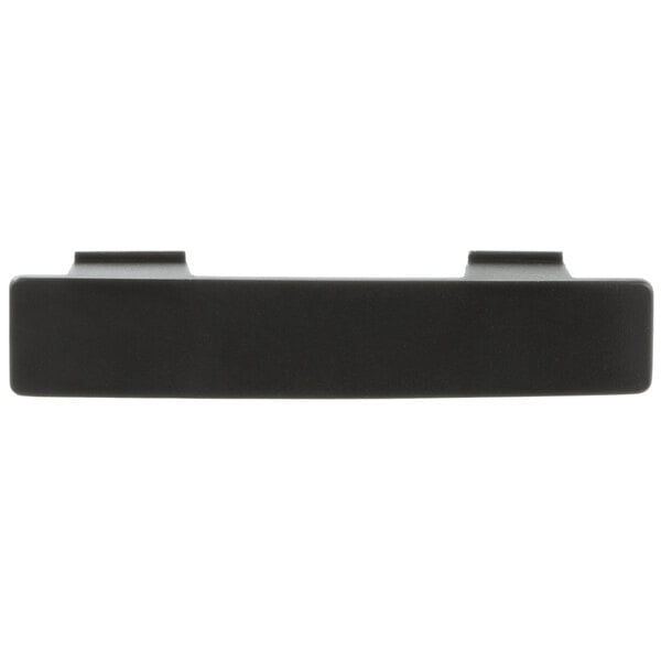 A black rectangular Tablecraft dispenser tag with two holes and a white strip.