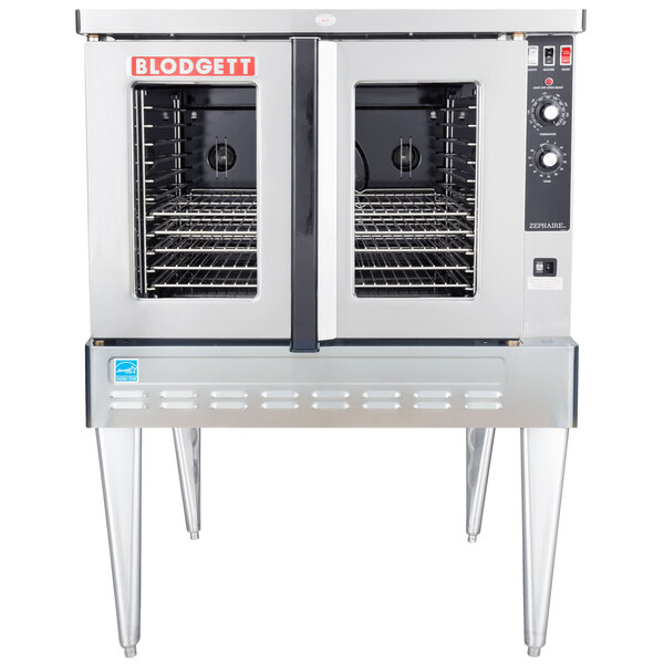 A Blodgett liquid propane commercial convection oven with a door open.