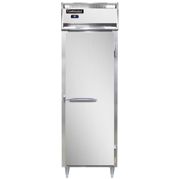 A white Continental reach-in refrigerator with a white door and a handle.