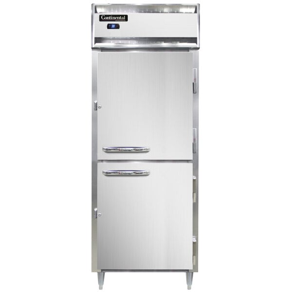 A white Continental reach-in refrigerator door with a silver handle.