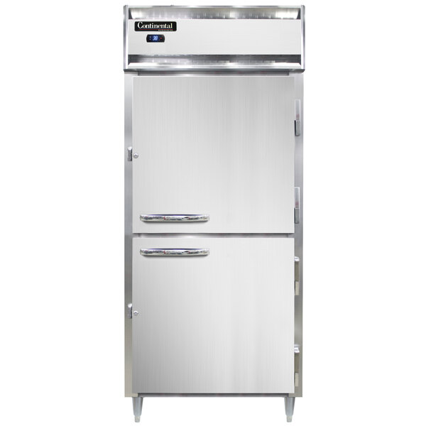 The white half door of a Continental reach-in refrigerator.