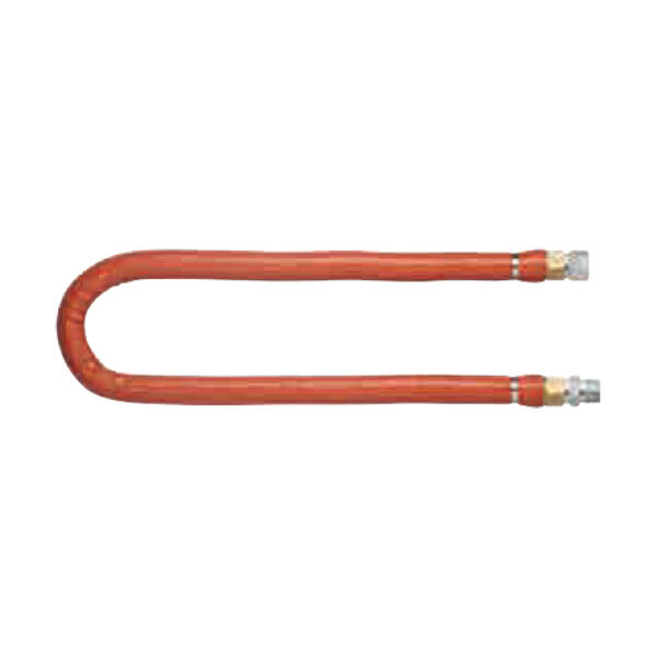 Two orange Dormont steam connector hoses with a white background.