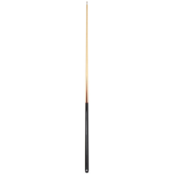 A Mizerak pool cue with a wooden shaft and black handle.