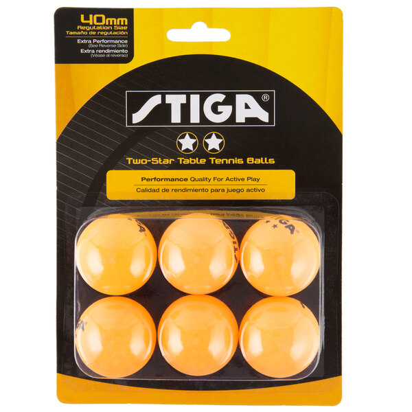 A package of Stiga orange ping pong balls.