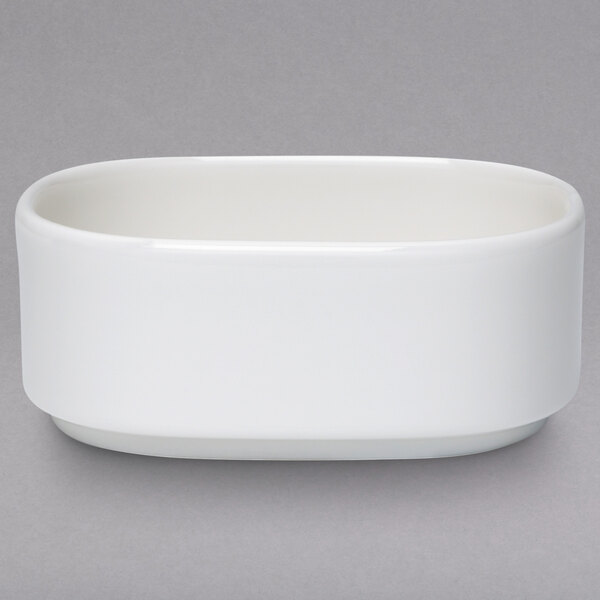 A white stackable Villeroy & Boch porcelain bowl.