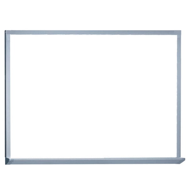 An Aarco white porcelain enamel markerboard with an aluminum frame.