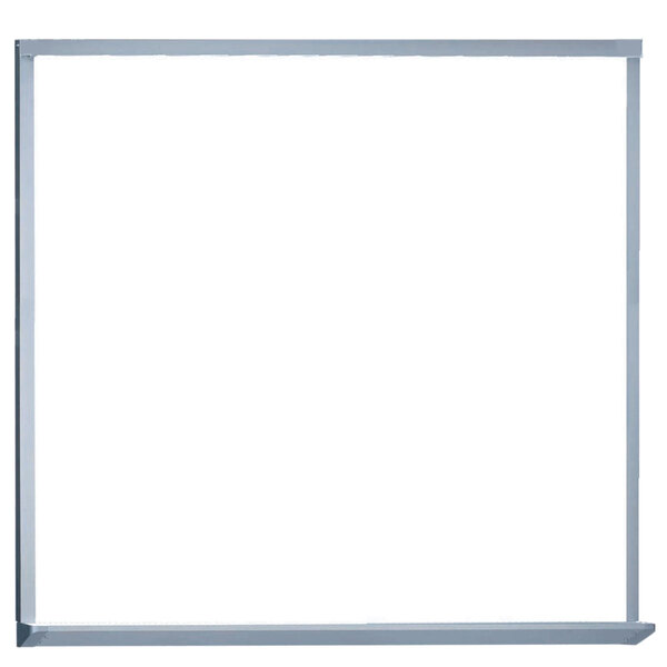 A white Aarco porcelain enamel markerboard with a white metal frame.
