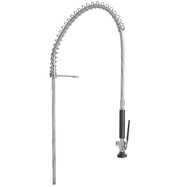 A Fisher stainless steel pre-rinse sub assembly with a black handle and 36" hose.