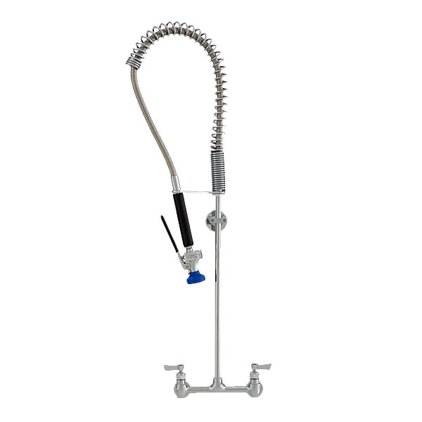 A Fisher stainless steel pre-rinse faucet with hose.