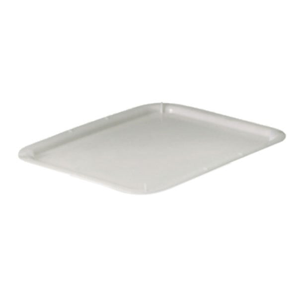 A white rectangular plastic lid for a white rectangular tray.