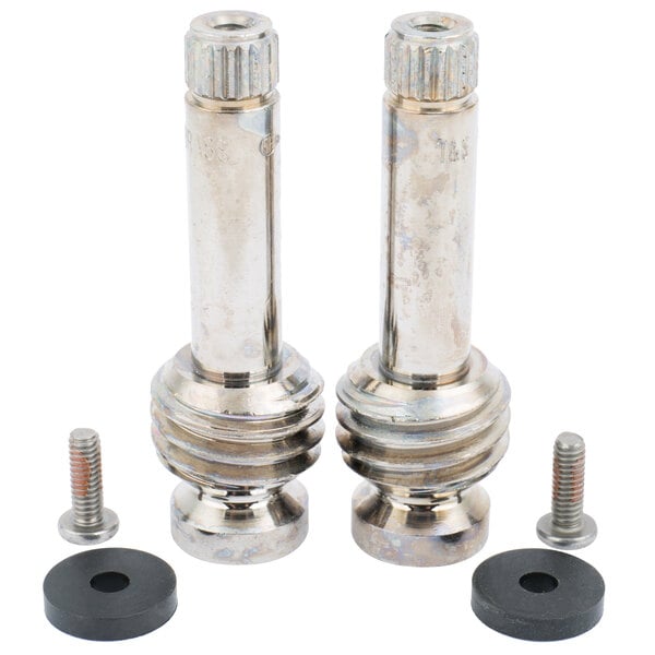 A T&S Old Style Spindle Kit with two stainless steel ball and socket nuts.