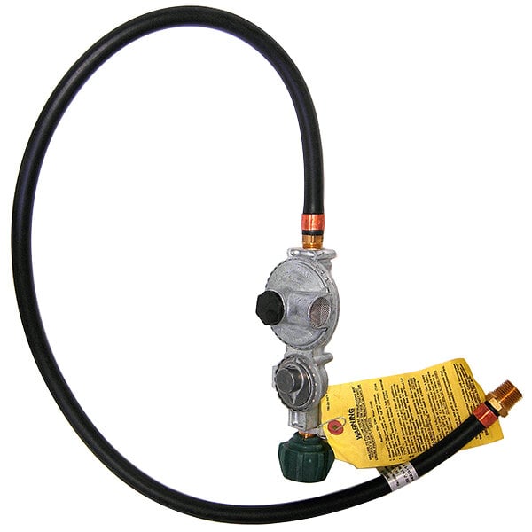 A yellow and black Crown Verity hose and regulator assembly with a yellow hose.