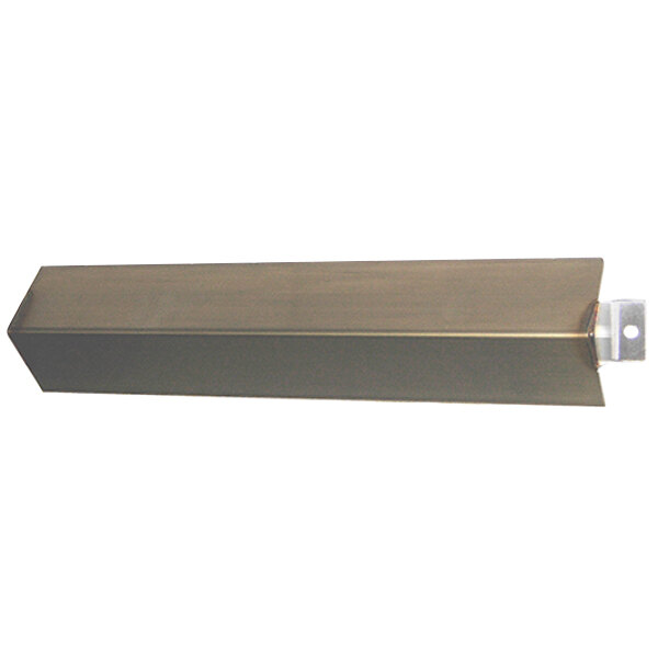 A stainless steel metal door handle with a long screw.