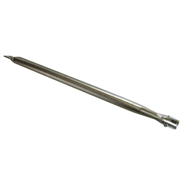 A Crown Verity stainless steel burner tube, a long metal pipe with holes and a screw on the end.