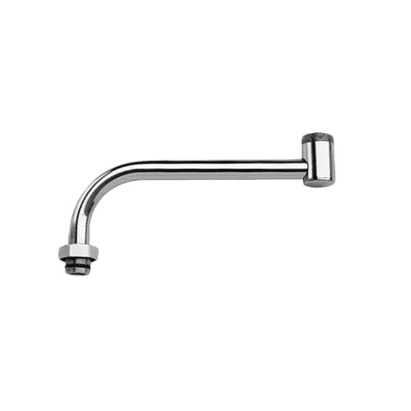 A Fisher stainless steel double-jointed faucet spout with a screw.