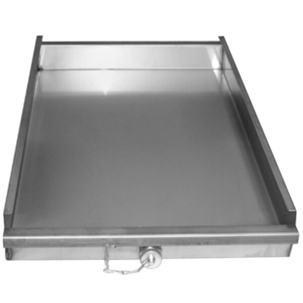 A metal tray with a handle.