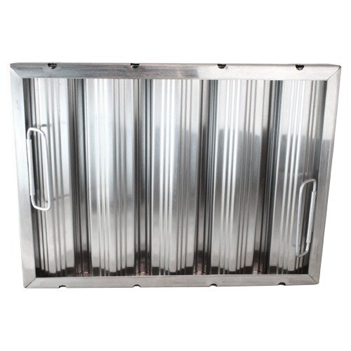 A stainless steel All Points hood filter with ridged baffles.