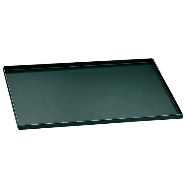A rectangular black tray with a black border.