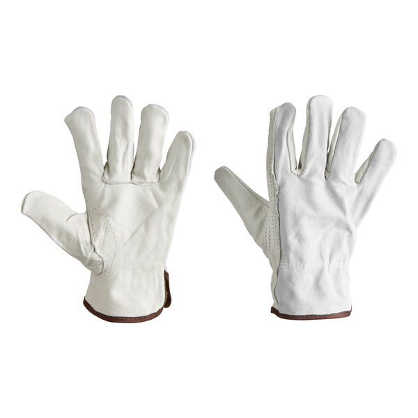Cordova Select Grain Cowhide Leather Driver's Gloves with Gray Split Leather Backs - Vendpacked - Large - Pair
