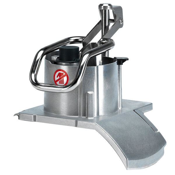 A silver metal Sammic large capacity attachment with a metal handle.