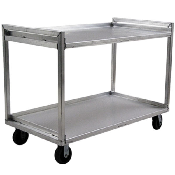 A Lakeside heavy-duty aluminum utility cart with two shelves and wheels.