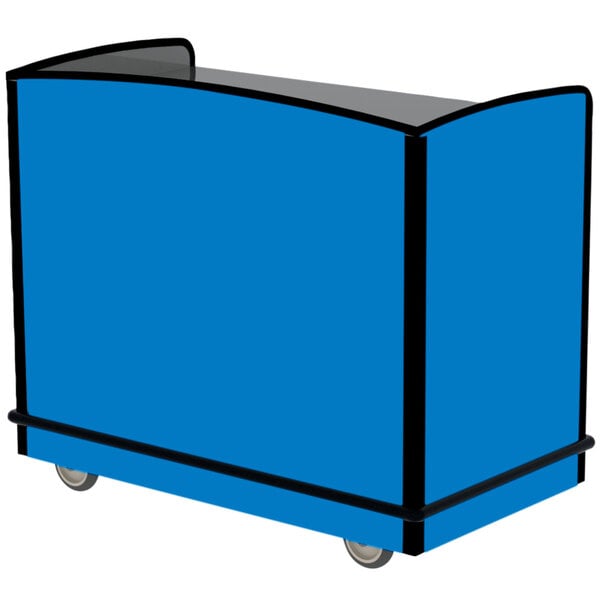 A royal blue Lakeside full-service hydration cart with black trim and wheels.