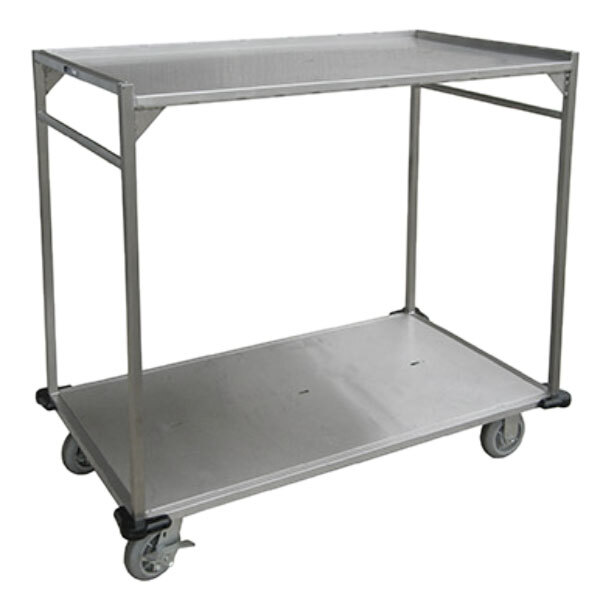 A Lakeside metal tray delivery cart with wheels.
