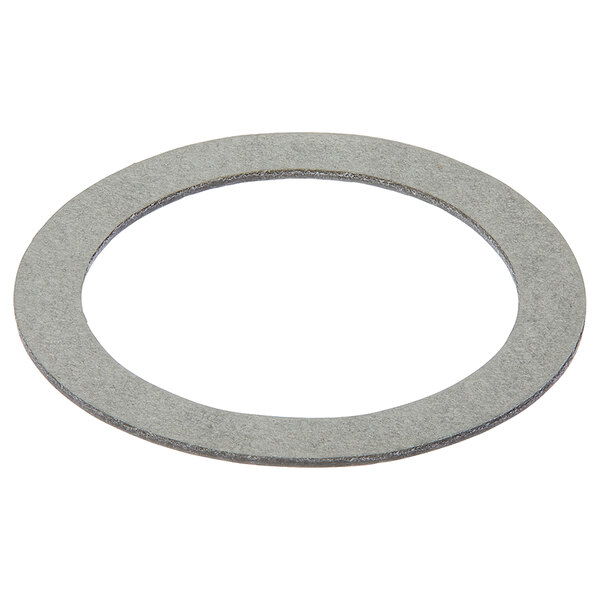 A grey fiber gasket with a white background.