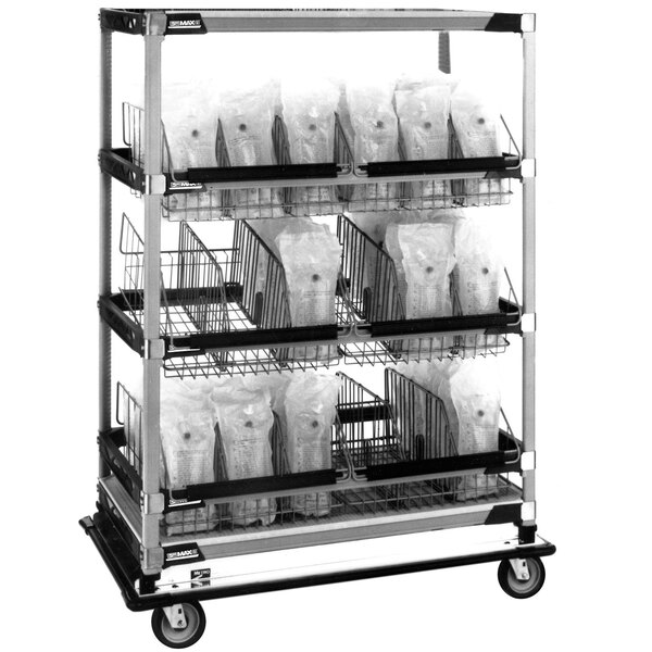 A MetroMax I.V. cart with baskets on it.