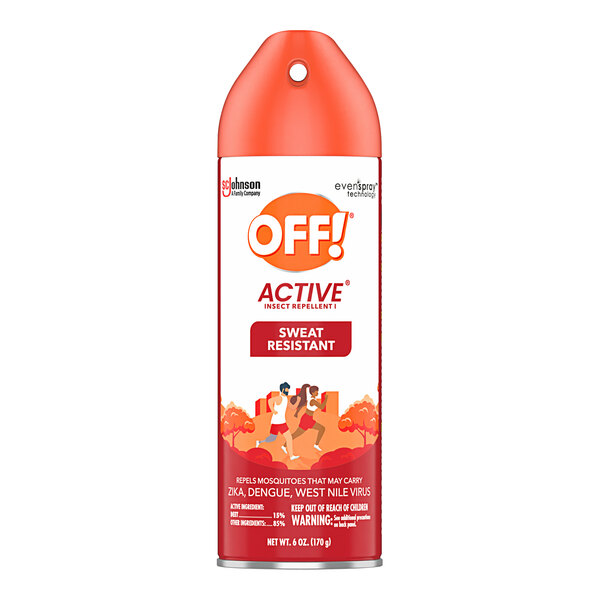 A can of SC Johnson OFF! Active Insect Repellent spray with white and red packaging.