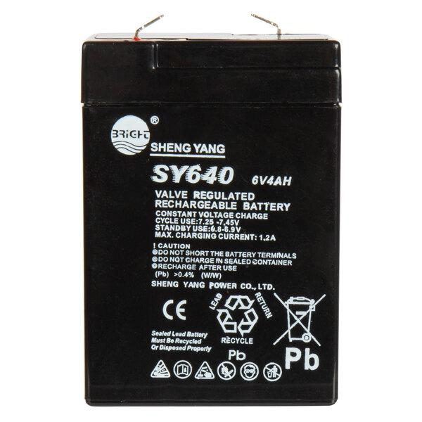 A black rectangle 6V rechargeable battery with white text that says "6 - 60"