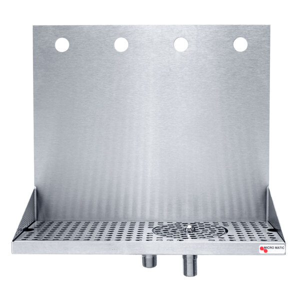 A stainless steel wall mount drip tray with glass rinsers over a sink.
