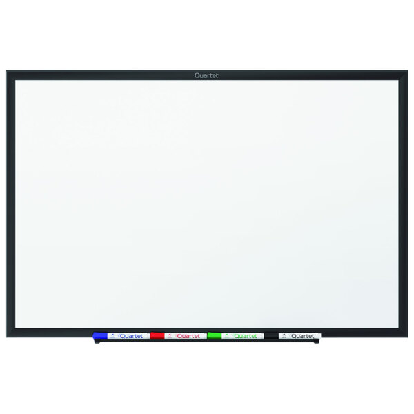 A Quartet whiteboard with a black frame on a white background.