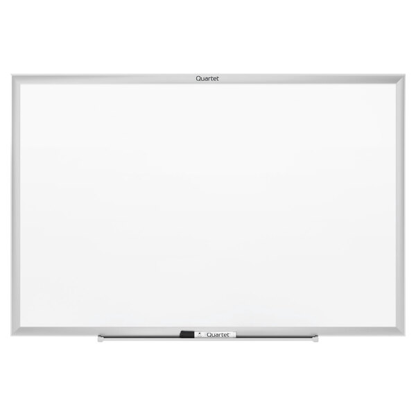 A Quartet magnetic whiteboard with a silver aluminum frame.