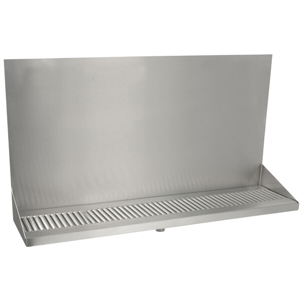 A stainless steel wall mounted Micro Matic drip tray.