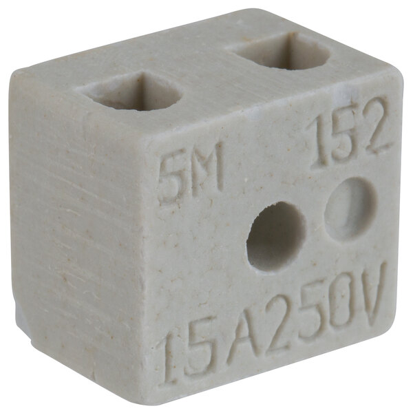 A white Avantco terminal block with three holes and numbers.