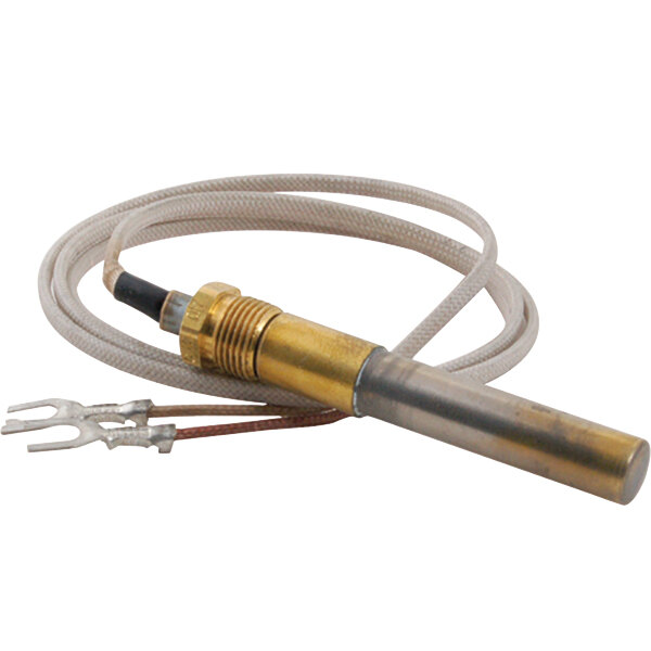A FMP 36" 2 Lead Thermopile with metal prongs and wires attached.