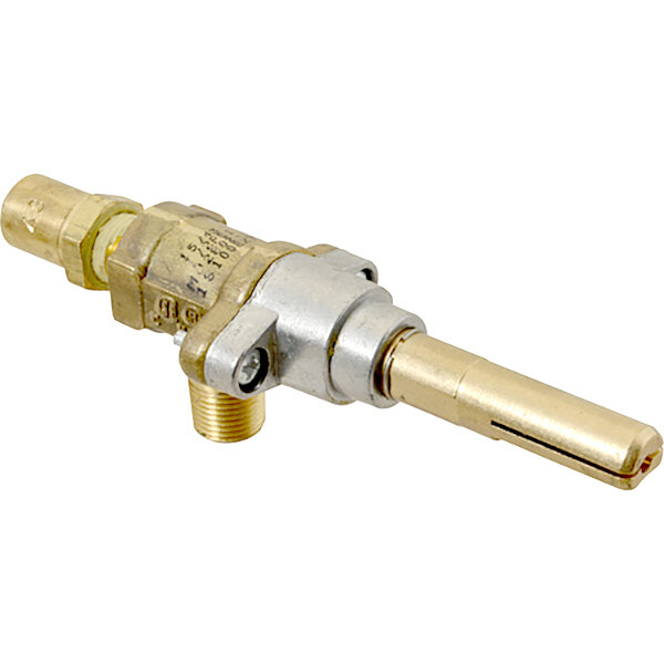 A close-up of a metal and brass FMP Universal Burner Gas Valve.