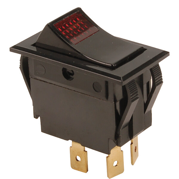 A black FMP rocker switch with a red light.