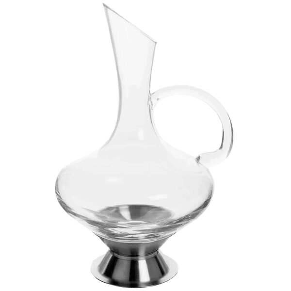 A Franmara crystal decanter with handle and silver base.