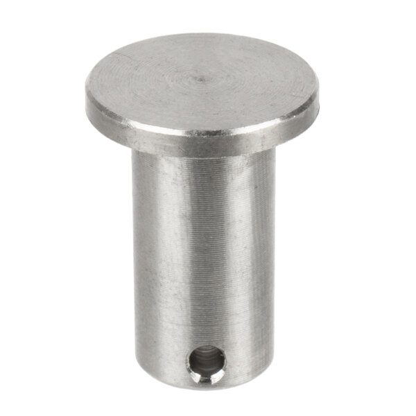 A close-up of a stainless steel metal shaft pin.