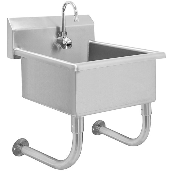 A stainless steel Advance Tabco hand sink with an electronic faucet.