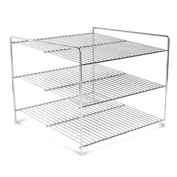 A metal shelf with three tiers.